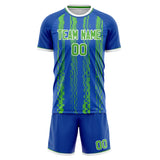 Custom Royal Neon Green GeometricalPattern Soccer Set
