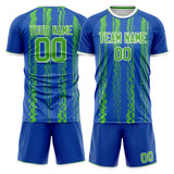 Custom Royal Neon Green GeometricalPattern Soccer Set