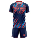 Custom Navy Pink GeometricalPattern Soccer Set