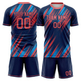 Custom Navy Pink GeometricalPattern Soccer Set