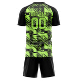 Custom Green Black GeometricalPattern Soccer Set