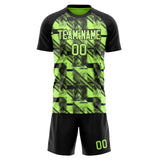 Custom Green Black GeometricalPattern Soccer Set