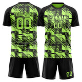 Custom Green Black GeometricalPattern Soccer Set