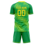 Custom Green Yellow GeometricalPattern Soccer Set