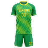 Custom Green Yellow GeometricalPattern Soccer Set