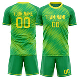 Custom Green Yellow GeometricalPattern Soccer Set