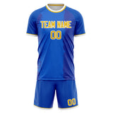 Custom Blue Gold GeometricalPattern Soccer Set