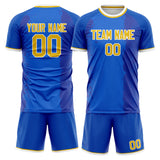 Custom Blue Gold GeometricalPattern Soccer Set