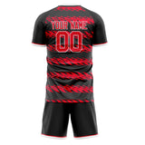 Custom Black Red GeometricalPattern Soccer Set