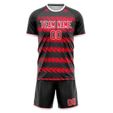 Custom Black Red GeometricalPattern Soccer Set
