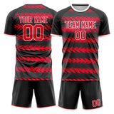 Custom Black Red GeometricalPattern Soccer Set