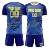 Custom Royal Yellow GeometricalPattern Soccer Set