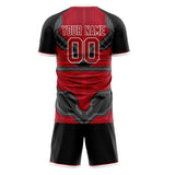 Custom Red Black GeometricalPattern Soccer Set
