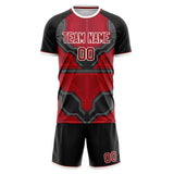 Custom Red Black GeometricalPattern Soccer Set