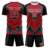 Custom Red Black GeometricalPattern Soccer Set