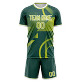 Custom Green White GeometricalPattern Soccer Set