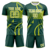 Custom Green White GeometricalPattern Soccer Set