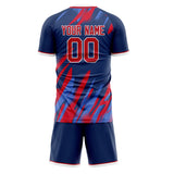 Custom Navy Red GeometricalPattern Soccer Set