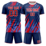 Custom Navy Red GeometricalPattern Soccer Set
