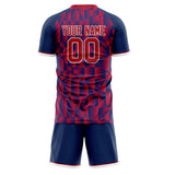 Custom Red Navy GeometricalPattern Soccer Set