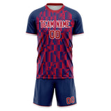 Custom Red Navy GeometricalPattern Soccer Set