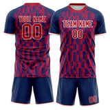 Custom Red Navy GeometricalPattern Soccer Set