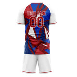 Custom Red White GeometricalPattern Soccer Set