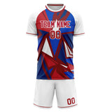 Custom Red White GeometricalPattern Soccer Set