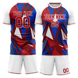 Custom Red White GeometricalPattern Soccer Set