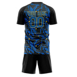 Custom Royal Black GeometricalPattern Soccer Set