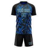 Custom Royal Black GeometricalPattern Soccer Set