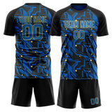 Custom Royal Black GeometricalPattern Soccer Set