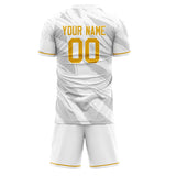 Custom White Gold GeometricalPattern Soccer Set