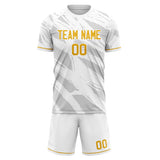 Custom White Gold GeometricalPattern Soccer Set