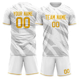 Custom White Gold GeometricalPattern Soccer Set
