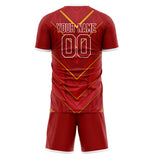Custom Red Gold GeometricalPattern Soccer Set