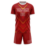 Custom Red Gold GeometricalPattern Soccer Set