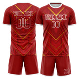 Custom Red Gold GeometricalPattern Soccer Set