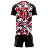 Custom Red Black GeometricalPattern Soccer Set