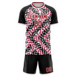 Custom Red Black GeometricalPattern Soccer Set