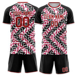 Custom Red Black GeometricalPattern Soccer Set
