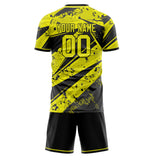 Custom Yellow Black GeometricalPattern Soccer Set