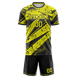 Custom Yellow Black GeometricalPattern Soccer Set