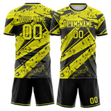 Custom Yellow Black GeometricalPattern Soccer Set
