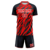 Custom Red Black GeometricalPattern Soccer Set