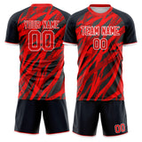 Custom Red Black GeometricalPattern Soccer Set