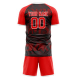 Custom Red Black GeometricalPattern Soccer Set