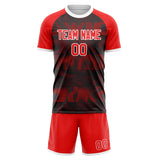 Custom Red Black GeometricalPattern Soccer Set
