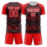 Custom Red Black GeometricalPattern Soccer Set