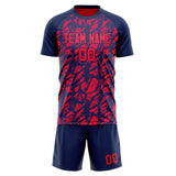 Custom Red Navy GeometricalPattern Soccer Set
